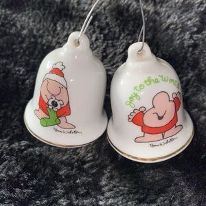 Vintage 1980’s Ziggy Christmas Bell Ornaments‎ Set Of 2 Made In Japan
